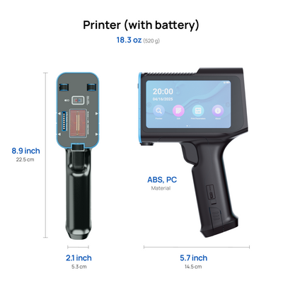 Printisian H200 handheld inkjet printer dimensions and weight