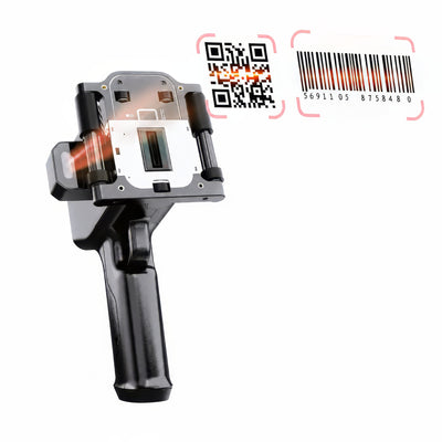 QR and barcode scanner module reading codes before inkjet printing